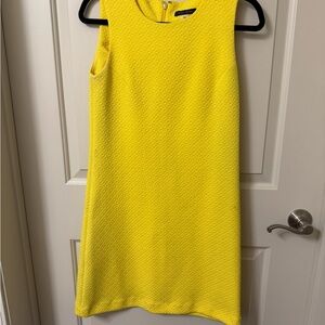 Tommy Hilfiger Yellow Sheath Mini Dress Crew Neck Sleeveless
